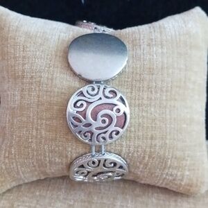 Kenneth Cole Reaction Silver Tone Elastic Fit Bracelet